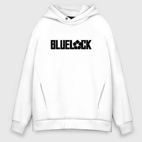 Мужское худи оверсайз Bluelock - блюлок надпись / Белый – фото 1