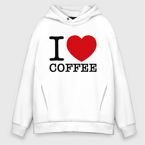 Мужское худи оверсайз I love coffee / Белый – фото 1