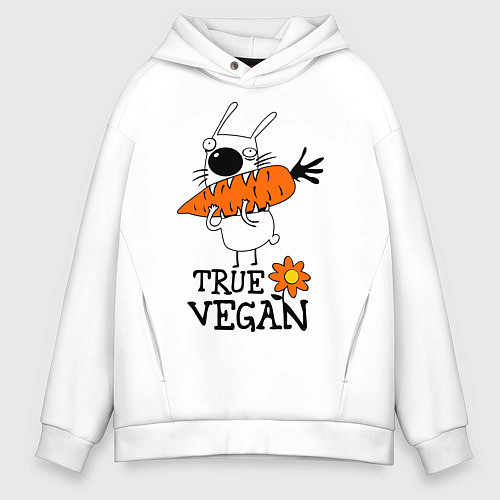 Мужское худи оверсайз True vegan (истинный веган) / Белый – фото 1