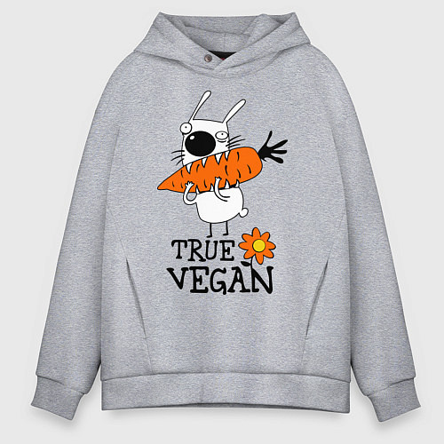 Мужское худи оверсайз True vegan (истинный веган) / Меланж – фото 1