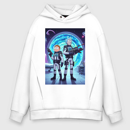 Мужское худи оверсайз Космический спецназ - Рик и Морти / Белый – фото 1