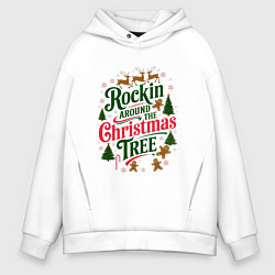 Толстовка оверсайз мужская Новогодняя атмосфера rockin around the christmas t, цвет: белый