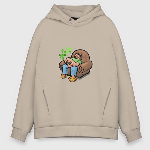 Мужское худи оверсайз Слишком быстрый для тебя / Миндальный – фото 1
