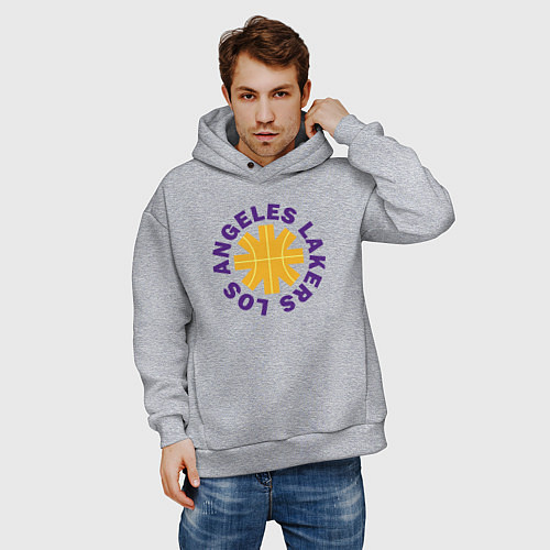 Мужское худи оверсайз LA Lakers team / Меланж – фото 3