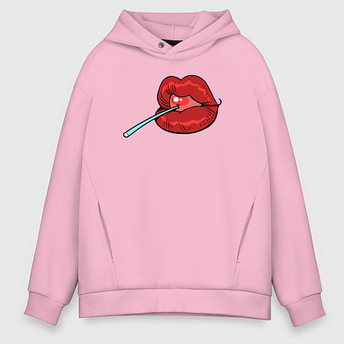 Мужское худи оверсайз Candy lips / Светло-розовый – фото 1