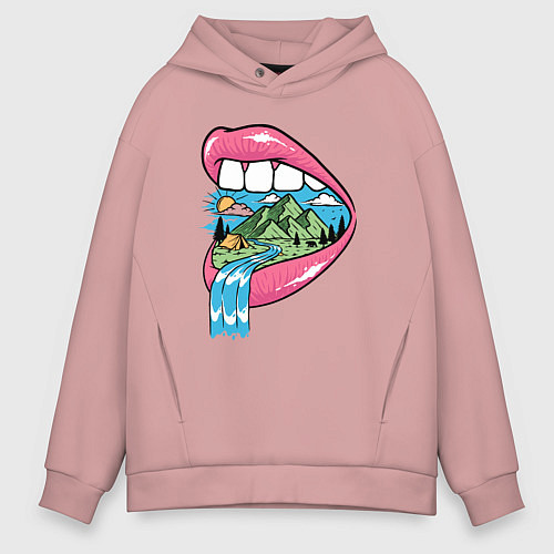 Мужское худи оверсайз Природа во рту / Пыльно-розовый – фото 1