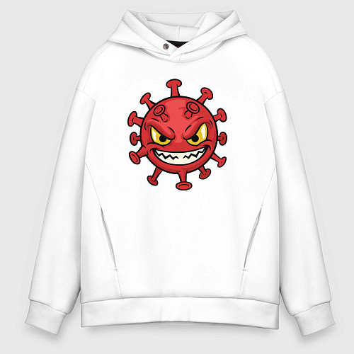 Мужское худи оверсайз Коварный вирус / Белый – фото 1
