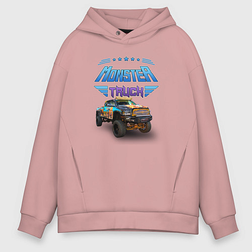 Мужское худи оверсайз Монстр-трак / Пыльно-розовый – фото 1