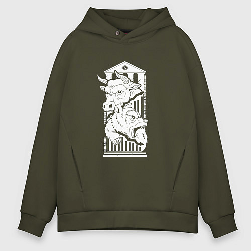 Мужское худи оверсайз Опытный финансист / Хаки – фото 1