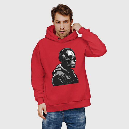 Мужское худи оверсайз Skeletor music / Красный – фото 3