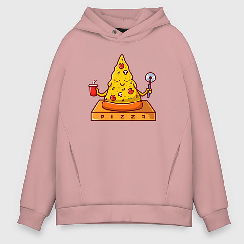 Мужское худи оверсайз Pizza yoga / Пыльно-розовый – фото 1