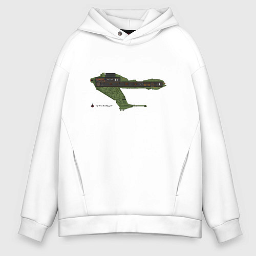 Мужское худи оверсайз Клингонская хищная птица / Белый – фото 1