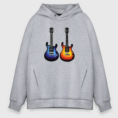 Мужское худи оверсайз Яркие гитары / Меланж – фото 1
