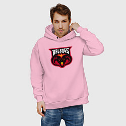Толстовка оверсайз мужская Демон Балрог - Властелин колец, цвет: светло-розовый — фото 2
