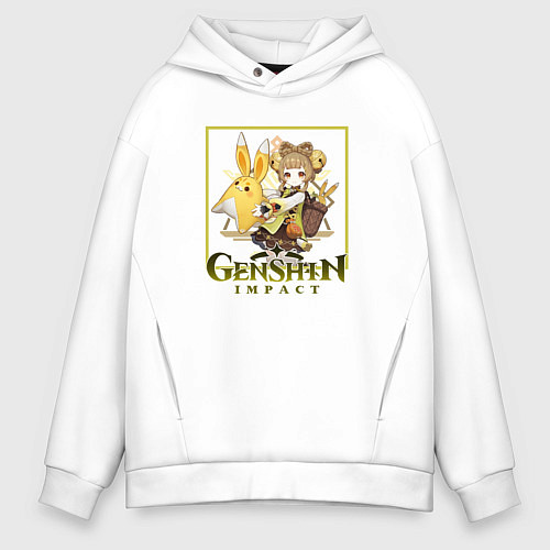 Мужское худи оверсайз Яо Яо / Белый – фото 1