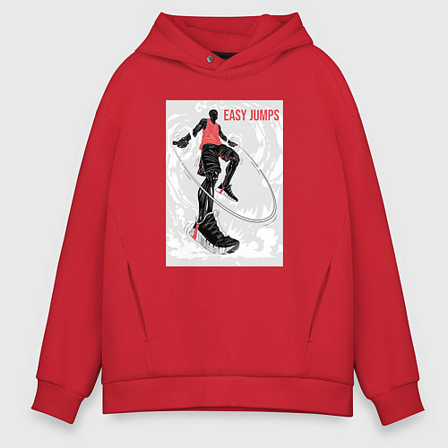 Мужское худи оверсайз Easy jumps and live / Красный – фото 1