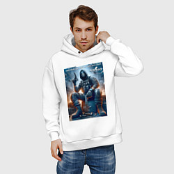 Толстовка оверсайз мужская One shot one kill no luck just skill - motto, цвет: белый — фото 2