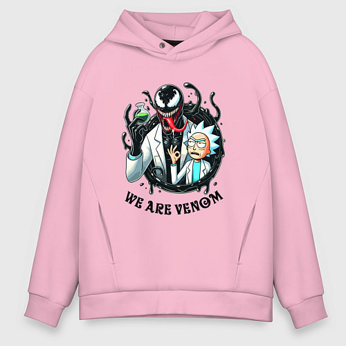 Мужское худи оверсайз Venom slime and Rick - collaboration / Светло-розовый – фото 1
