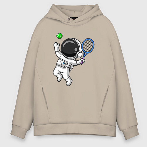 Мужское худи оверсайз Космический теннис / Миндальный – фото 1