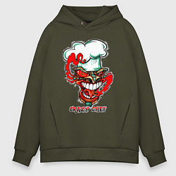 Толстовка оверсайз мужская Crazy chef, цвет: хаки