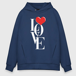 Толстовка оверсайз мужская Love - big heart, цвет: тёмно-синий