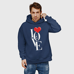 Толстовка оверсайз мужская Love - big heart, цвет: тёмно-синий — фото 2
