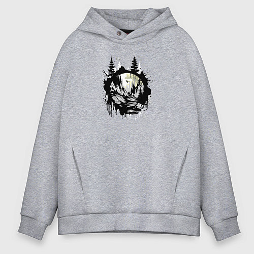 Мужское худи оверсайз Прыжок через медведя / Меланж – фото 1