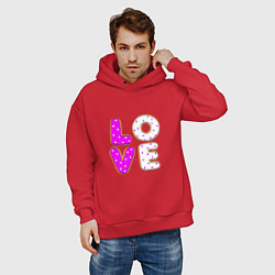 Толстовка оверсайз мужская Love - розовый пряник, цвет: красный — фото 2
