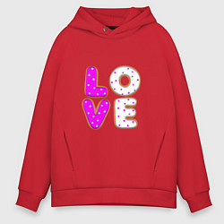 Толстовка оверсайз мужская Love - розовый пряник, цвет: красный