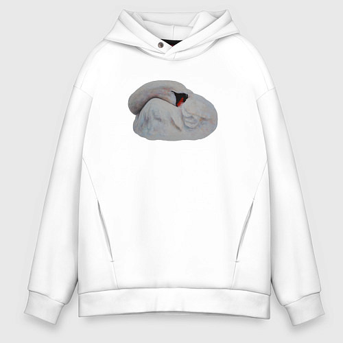 Мужское худи оверсайз Спящий лебедь / Белый – фото 1