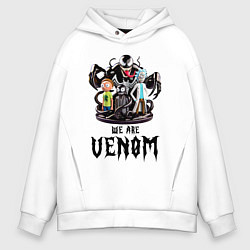 Толстовка оверсайз мужская Morty and Rick - we are Venom meme, цвет: белый