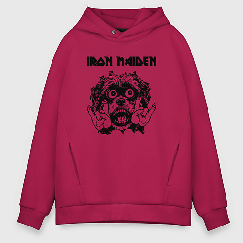 Мужское худи оверсайз Iron Maiden - rock dog / Маджента – фото 1