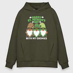 Толстовка оверсайз мужская Happy St Patricks day - dwarves, цвет: хаки