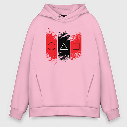 Мужское худи оверсайз Squid game logos / Светло-розовый – фото 1