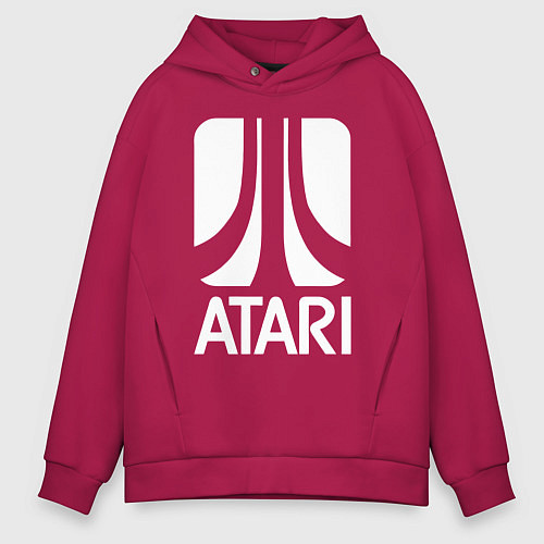 Мужское худи оверсайз Atari logo white / Маджента – фото 1