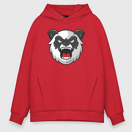 Мужское худи оверсайз Angry panda / Красный – фото 1