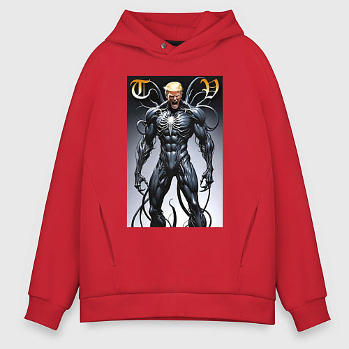 Мужское худи оверсайз Venom-Trump collaboration - ai art fantasy / Красный – фото 1