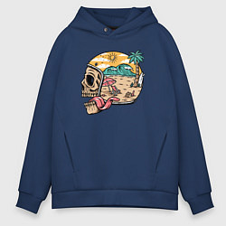 Толстовка оверсайз мужская Skull summer, цвет: тёмно-синий