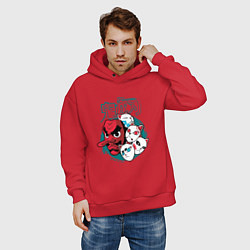 Толстовка оверсайз мужская Клинок рассекающий демонов Урокодаки, цвет: красный — фото 2