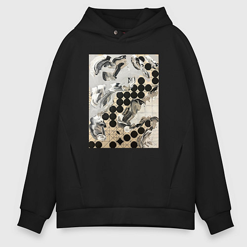 Мужское худи оверсайз Графическая абстракция / Черный – фото 1