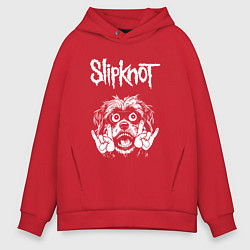 Толстовка оверсайз мужская Slipknot rock dog, цвет: красный