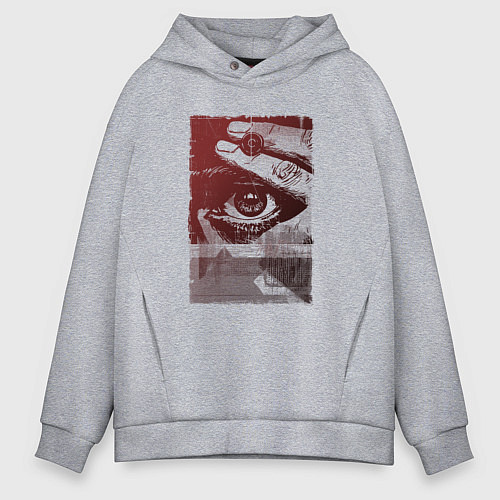 Мужское худи оверсайз Глаз с пальцами / Меланж – фото 1