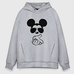 Толстовка оверсайз мужская Микки Маус в очках - для пары, цвет: меланж