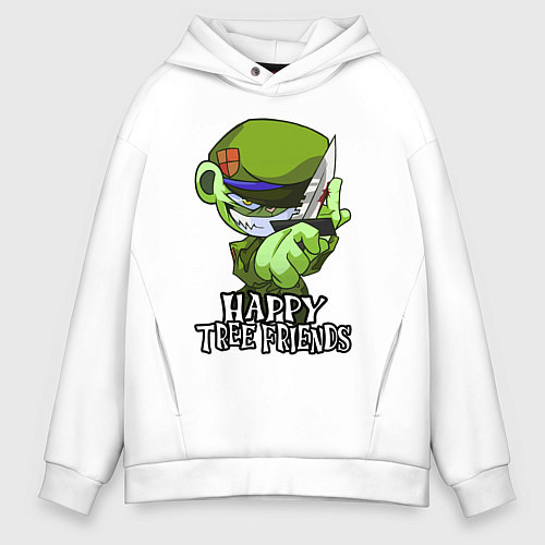 Мужское худи оверсайз Happy three friends - Flippy / Белый – фото 1