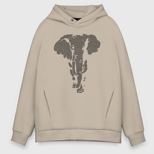 Мужское худи оверсайз Африканский слон пуантель / Миндальный – фото 1