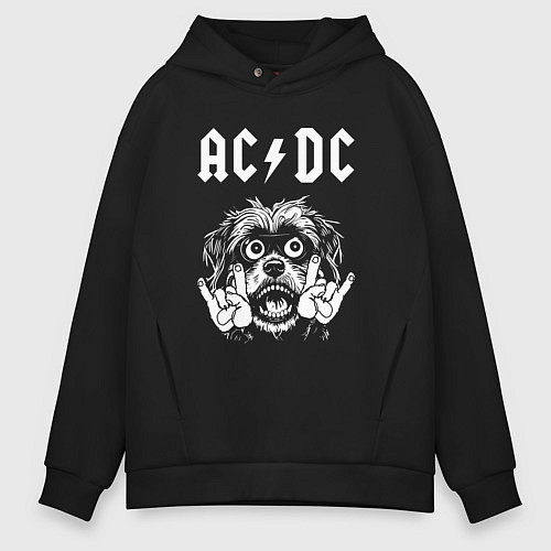 Мужское худи оверсайз AC DC rock dog / Черный – фото 1