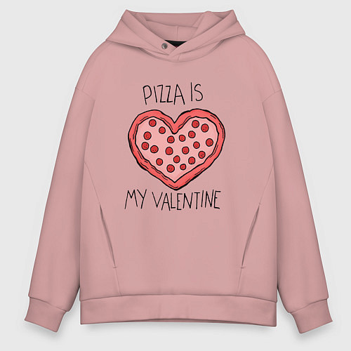 Мужское худи оверсайз Pizza for valentine / Пыльно-розовый – фото 1