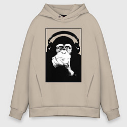 Мужское худи оверсайз Monkey in the headphones