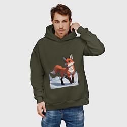 Толстовка оверсайз мужская Лисица-сестрица, цвет: хаки — фото 2