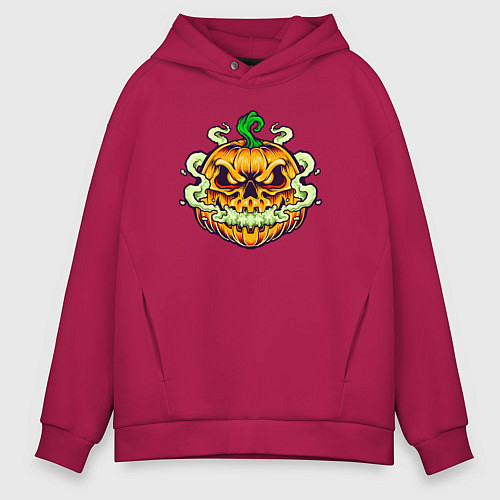 Мужское худи оверсайз Evil pumpkin / Маджента – фото 1